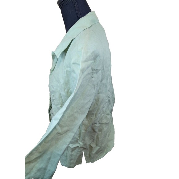 Adolfo Studio Top Button Front 100% Linen 90's Relaxed Fit Coastal Size 4 - Picture 4 of 11